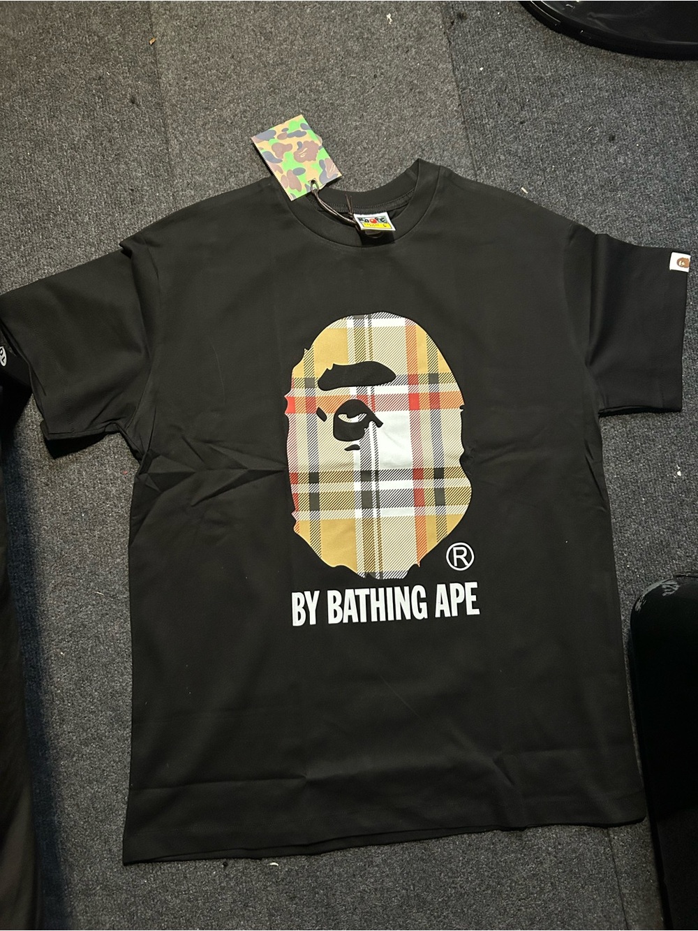 BAPE By Bathing Ape Black Plaid Ape Head T-Shirt